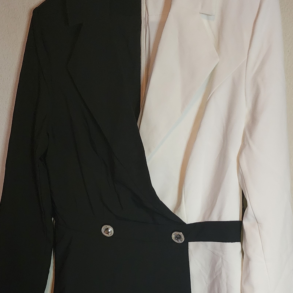 Ny & Co beautiful black/ white blazer romper. Sz Large - Picture 9 of 9